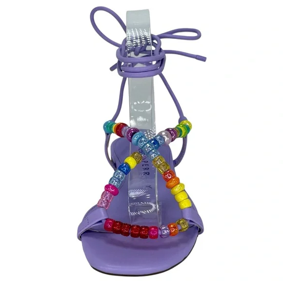 Katy Perry Halie Bead Purple Tie Up Womens Sandals Size 6.5M - Picture 6 of 13